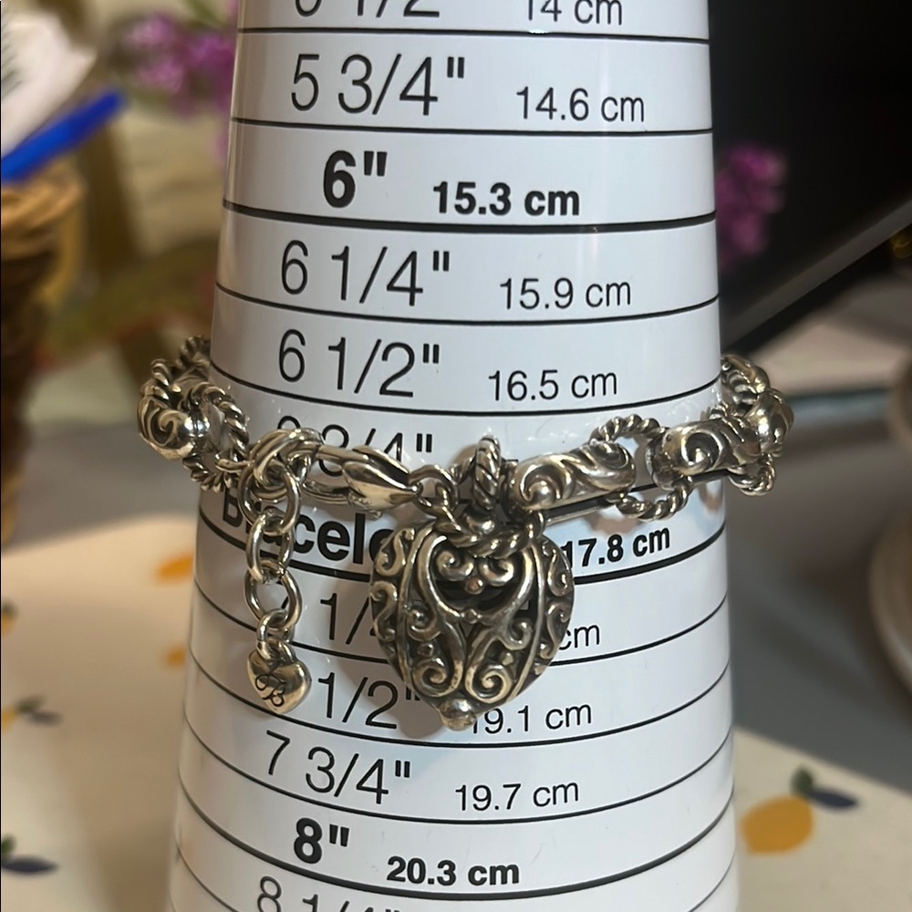 BRIGHTON Silver Heart Charm adjustable Bracelet